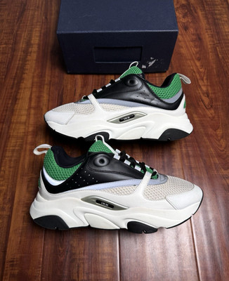 Dior B22 Black White Green Mens Reflective Mesh Trainer Sneakers - Size 43D 10US