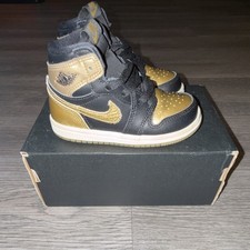 Nike Jordan 1 Retro High OG TD Black Metallic Gold Air Jordan Sneaker 7C Toddler