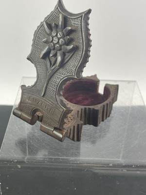 ANTIQUE 1911 Luzern SWISS BLACK FOREST HAND CARVED WOODEN POCKET WATCH HOLDER