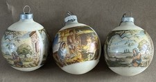 Vintage Nativity Glass Ornaments Wrap Around Scenes Made In USA Lot Of 3
