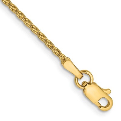 14 Karat Gelbgold 1,5 mm Pariser Weizen mit Karabinerverschluss Kette Armband 6 Zoll