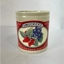 Utensil Crock Smucker's Jam Jelly Ceramic Jar Container Small 4" Vintage Retro