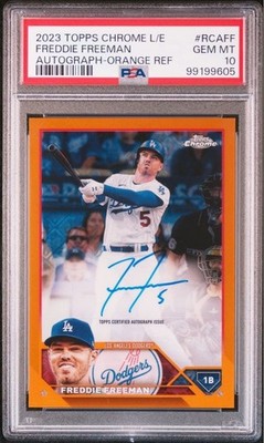 2023 Topps Chrome Logofractor Freddie Freeman Orange Auto /25 PSA 10
