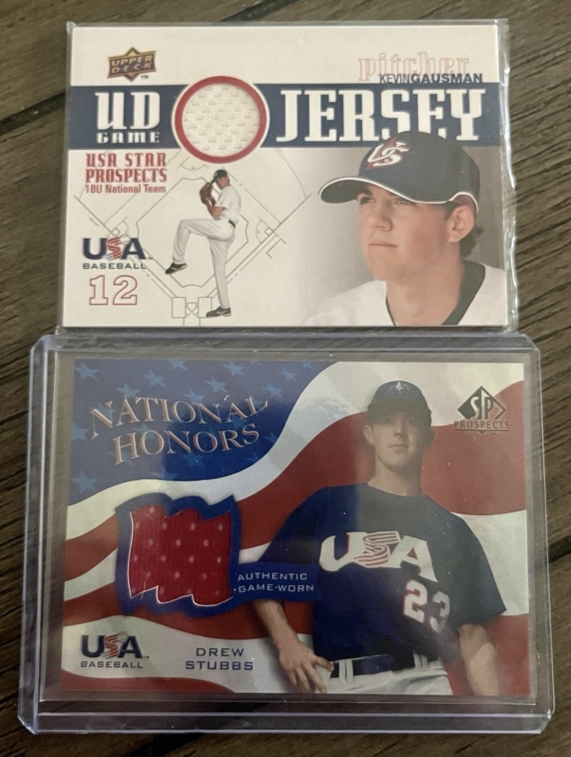 Upper Deck 2004 USA Baseball Game-Used Jersey Card Lot (2) Gausman Stubbs view 1