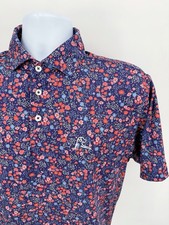 Rhoback Men's Medium The Garden Azalea Stretch Golf Polo Shirt Floral Purple
