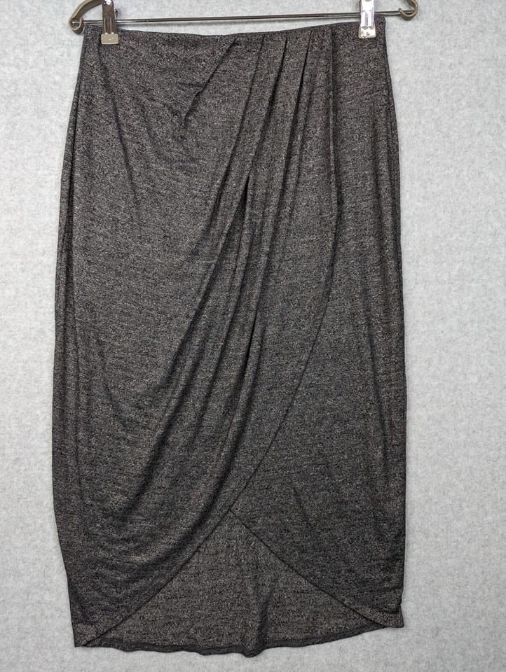 Jeanswest Skirt Womens M Grey Straight Midi Faux Wrap Elastic Waist Casual Work