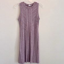 GAP Women's XS Amethyst Purple Ribbed Sleeveless Chevron Knit Midi Dress Heather