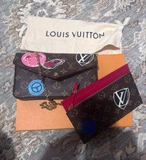 Louis Vuitton Monogram Women’s Wallet w/ Chain Accent, Credit Card, Brown/Red