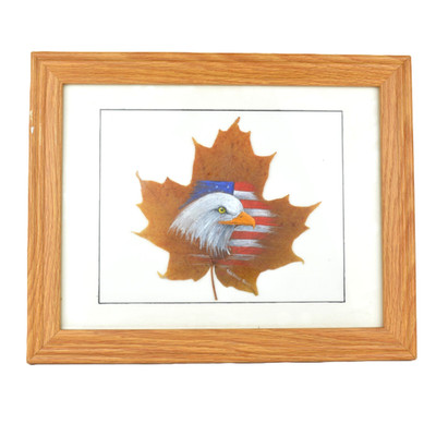 Original TNEVILLE Leaf Bald Eagle Oil Painting U.S. American Flag July 4 Art