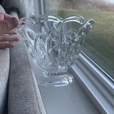 This is a clear Bohemian Czech lead crystal bowl, Vase.  With floral design.