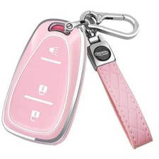 for Chevy Key Fob Cover with Keychain,Soft TPU Key Case Shell Style 1-pink