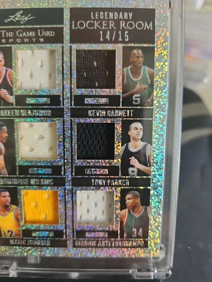 Parche de 6 vestuario legendario usado Leaf Game/15 Magic Giannis Olajuwon Garnett Foto 3 de 4