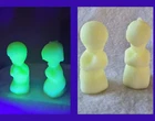 Fenton Uranium Satin Yellow Glass Boy & Girl Couple Praying Figurines 1 set of 2