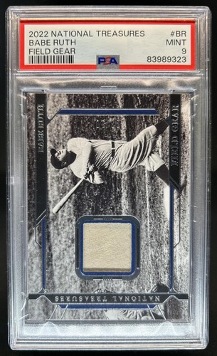 2022 Panini National Treasures Babe Ruth Field Gear Jersey #/10 Yankees PSA 9