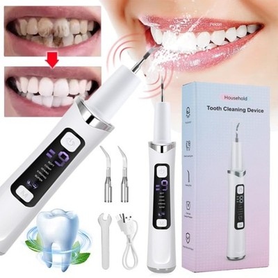 Electric Ultrasonic Tooth Cleaner Oral Teeth Stain Dental Cleaning Remover Kit