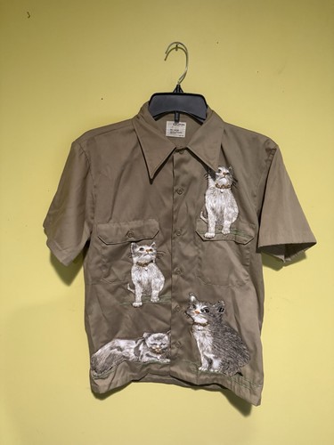 JCPenney, Vtg 70s 80s JC Penney Big Mac Animal Art Button Up Shirt S USA Elephant Chambray