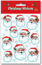 Santa Face Stickers - 4 Stickers per Package