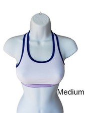 Hanes Girls Sports Bra Racerback White Blue Comfort Flex Seamless Pullover