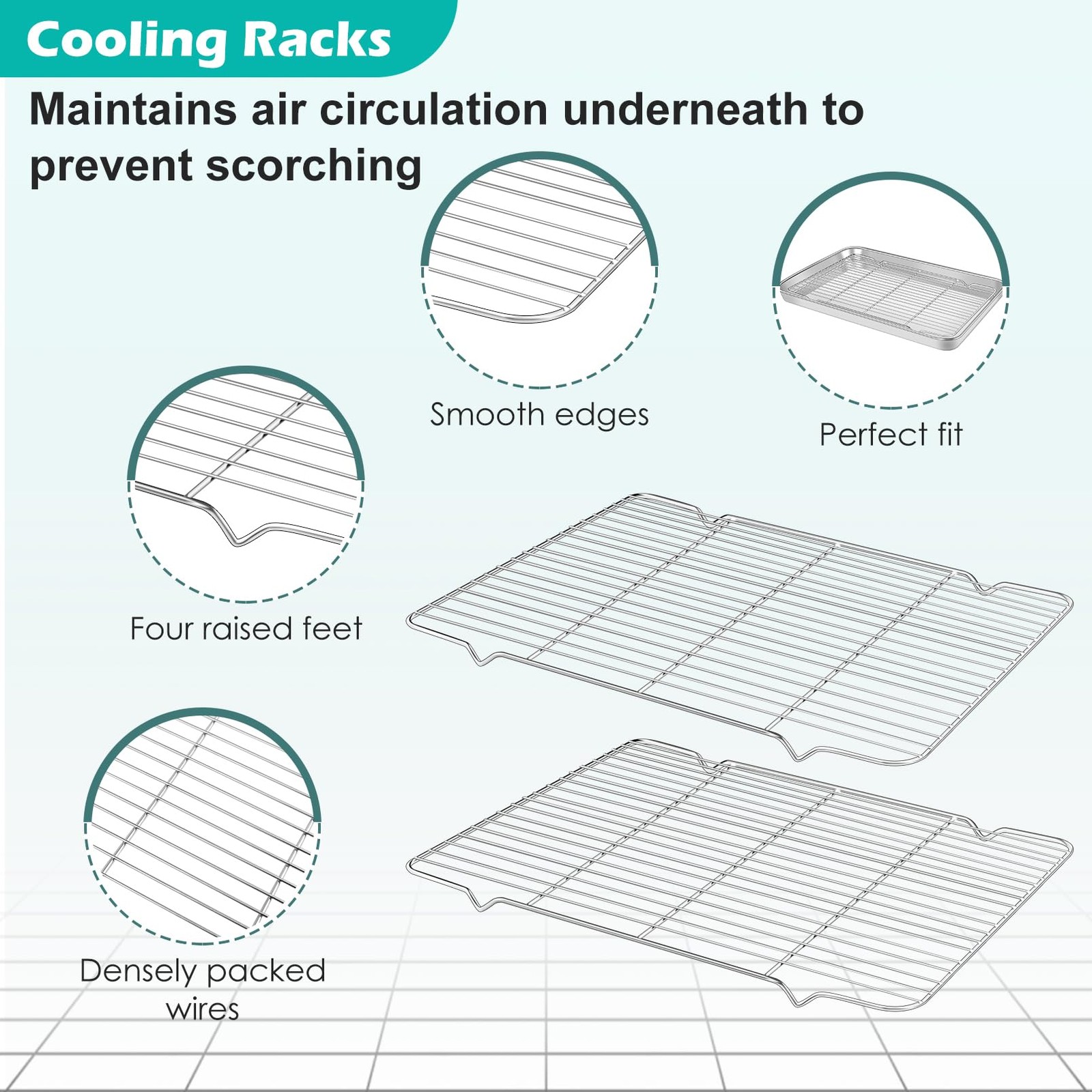 New Best Baking Sheet with Rack Set 2 Pans + 2 Racks Stainless Steel Cookie