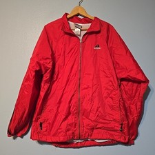 Adidas Windbreaker Jacket Men's Size Medium Full Zip Red With Pockets