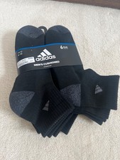 NWT Men's 6 pairs Adidas black ankle cushioned aero ready Socks shoe size 6-12