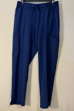 ScrubStar Pants Women M Petite Straight Pull-On Pockets Yoga Waistband Blue NEW