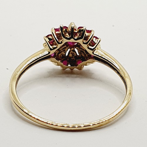 QVC Beautiful 9ct Ruby Opal Marquise Cluster Flower Yellow Gold 375 Ring Size V - Picture 6 of 24