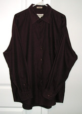 PRONTO-UOMO MEN'S 17.5- 34-35 80's 2-Ply COTTON NON-IRON MAROON DRESS SHIRT