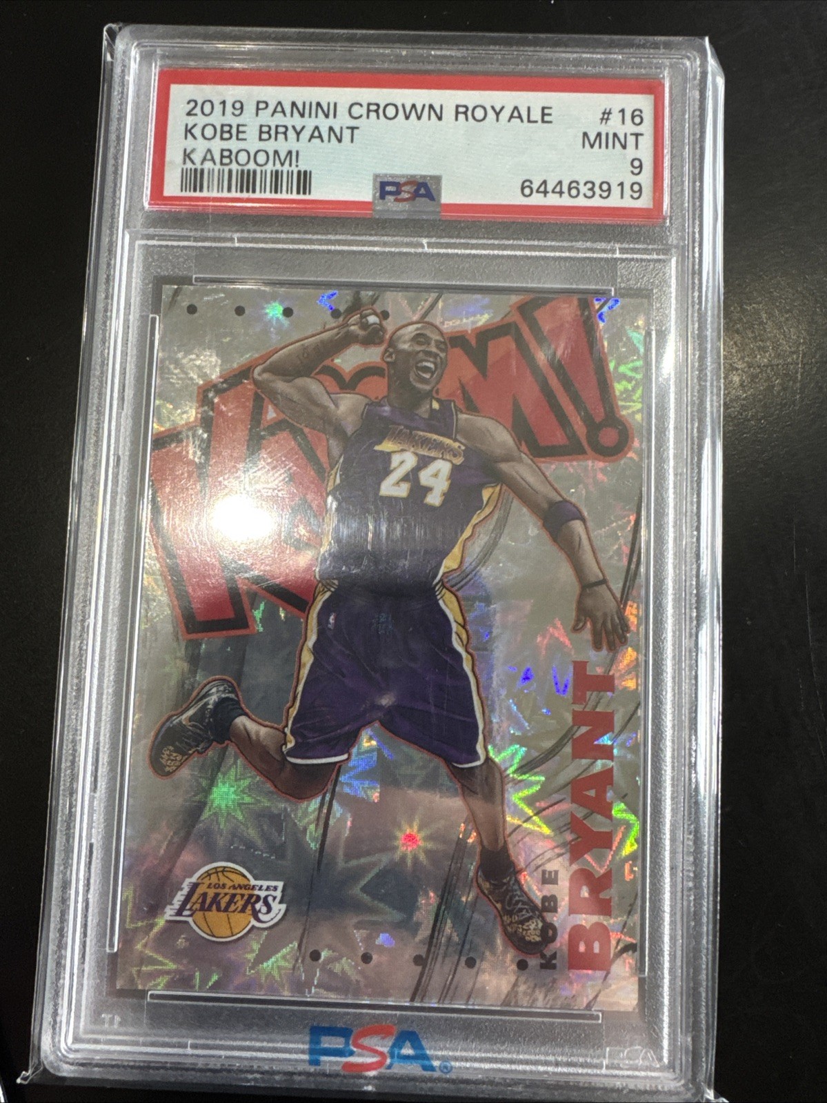 2019 PANINI CROWN ROYALE KABOOM! #16 KOBE BRYANT PSA 9