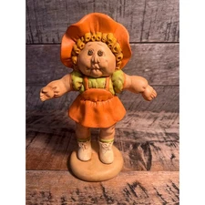 Vtg Handmade Ceramic Cabbage Patch Style Doll Figurine Rustic Country Decor