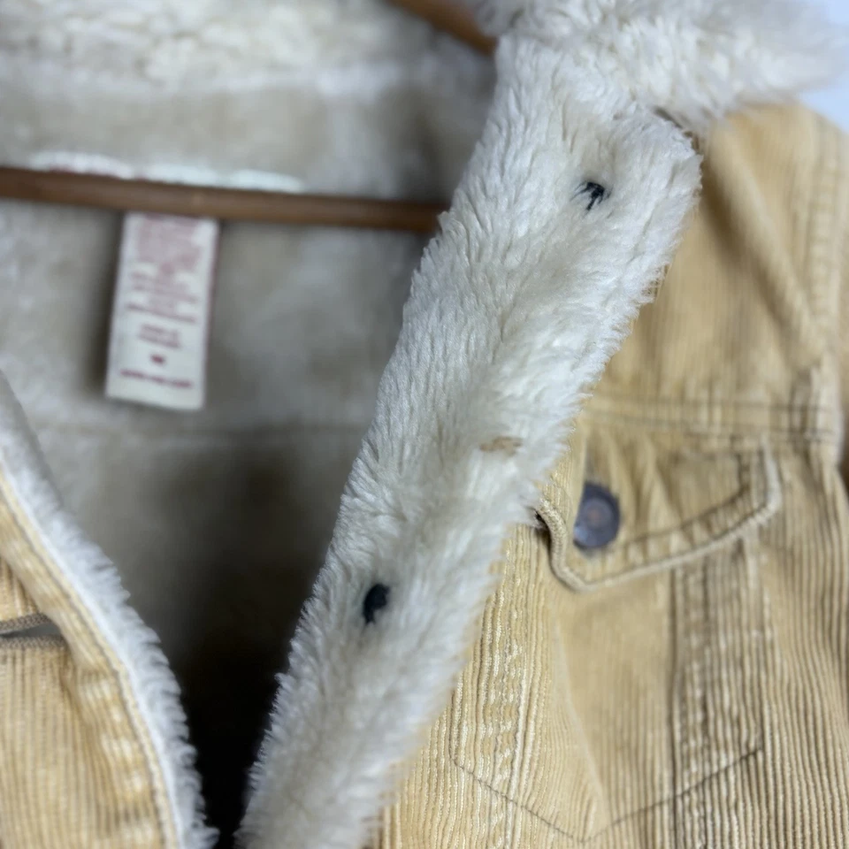 Chaqueta de Pana Abercrombie De Colección Forrada de Piel Sintética Mediana Amarilla Y2K Manchas Preppy Foto 4 de 4