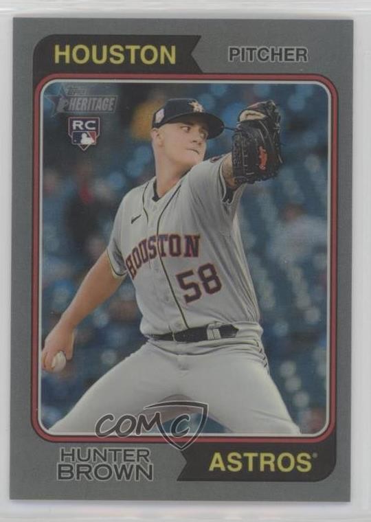 2023 Topps Heritage Chrome Silver 91/374 Hunter Brown #316 Rookie RC i6e