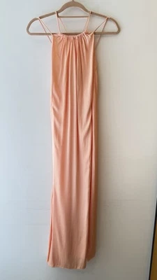 Reiss Petite Peach Slip Dress UK Size 10 Strappy Open Back Front Split dress - Image 1 of 4