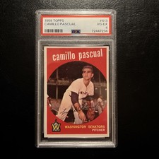 1959 Topps Camilo Pascual #413 PSA 4 VG-EX Washington Senators 