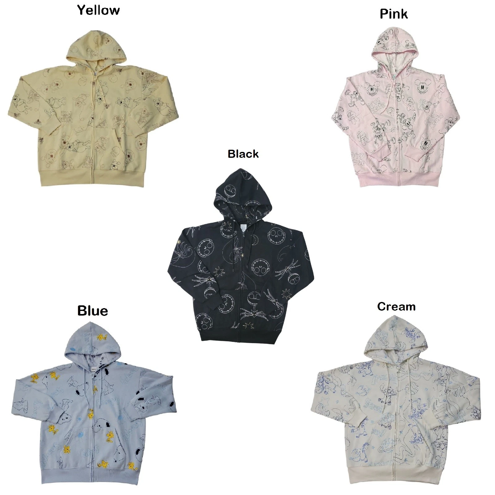 Women's Character Pockets Embroidered Zip Hoodie Jacket