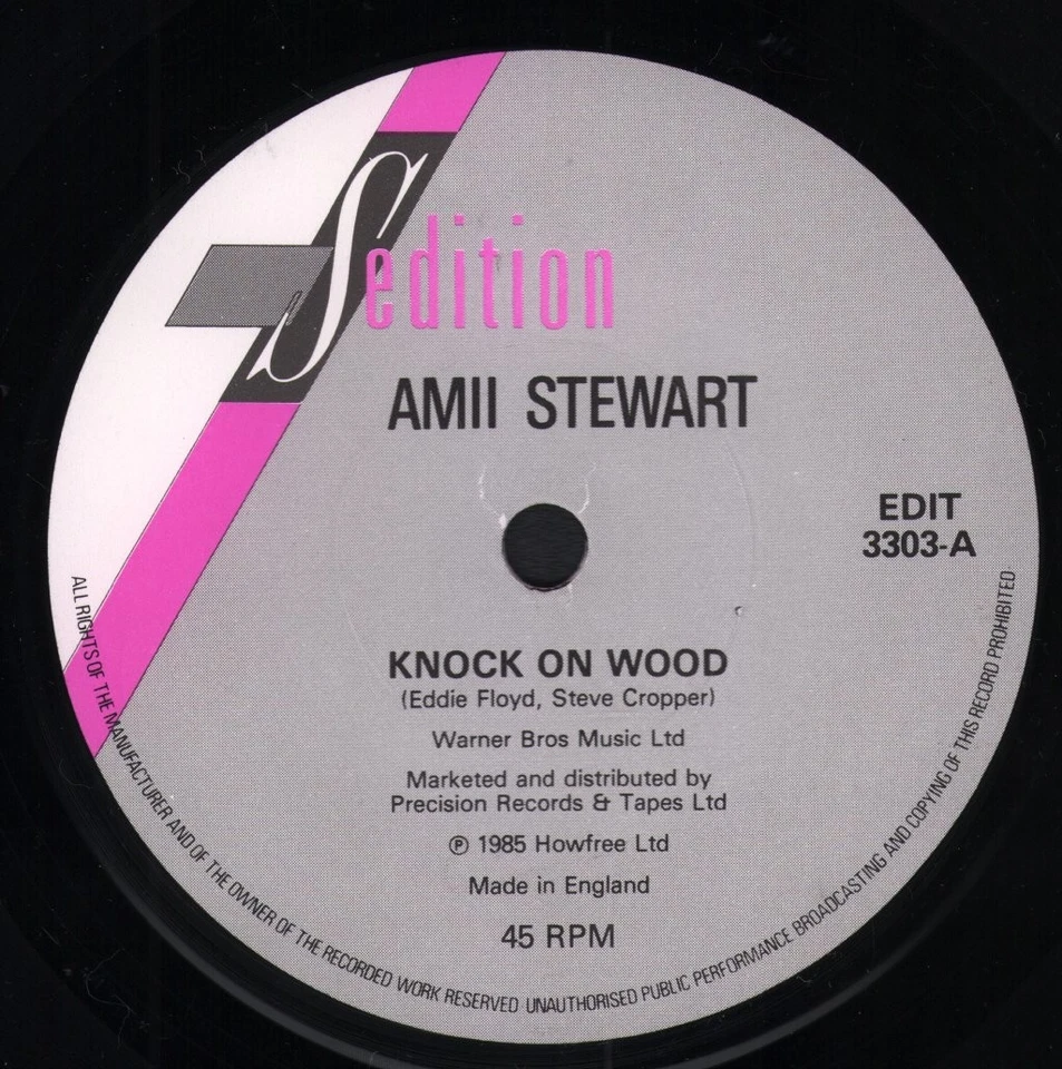 Amii Stewart Knock On Wood 7" vinyl UK Sedition 1985 - pic sleeve EDIT3303 - Image 3 of 3