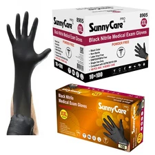 900/case #8905 SunnyCare 5Mil Black Nitrile Exam Gloves (Non Vinyl Latex)   XXL