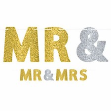 MR AND MRS Wedding Engagement Letter Banner Bridal Shower Decor Party Supplies