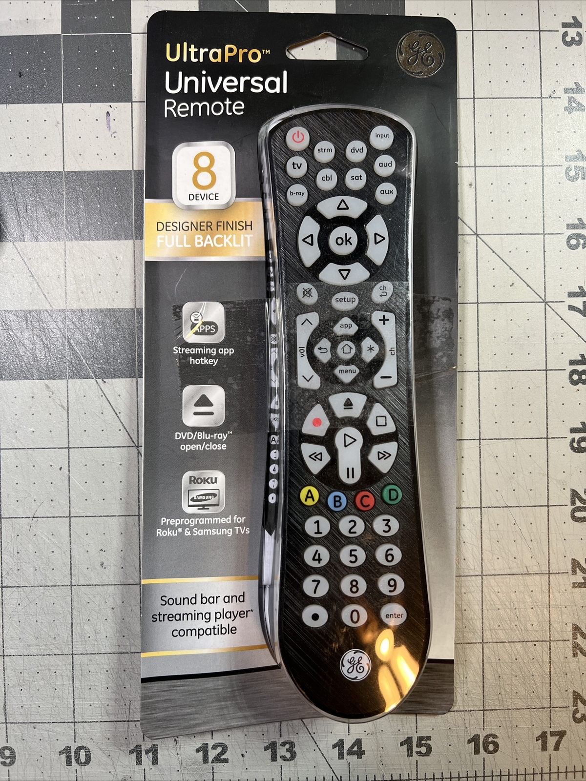 GE 41567 UltraPro 8Device Universal Full Backlit TV DVD Remote Control