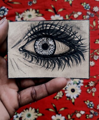 ORIGINAL PENCIL DRAWING ARTWORK/ACEO DECO ART /EYE LOVER S/2.5X3.5/HANDMADE ART