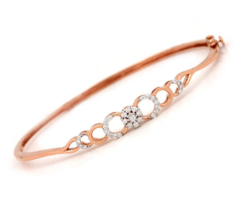 1.08ct Natural Round Diamond 14K Solid Rose Gold Wedding Anniversary Bracelet - Image 2 of 4