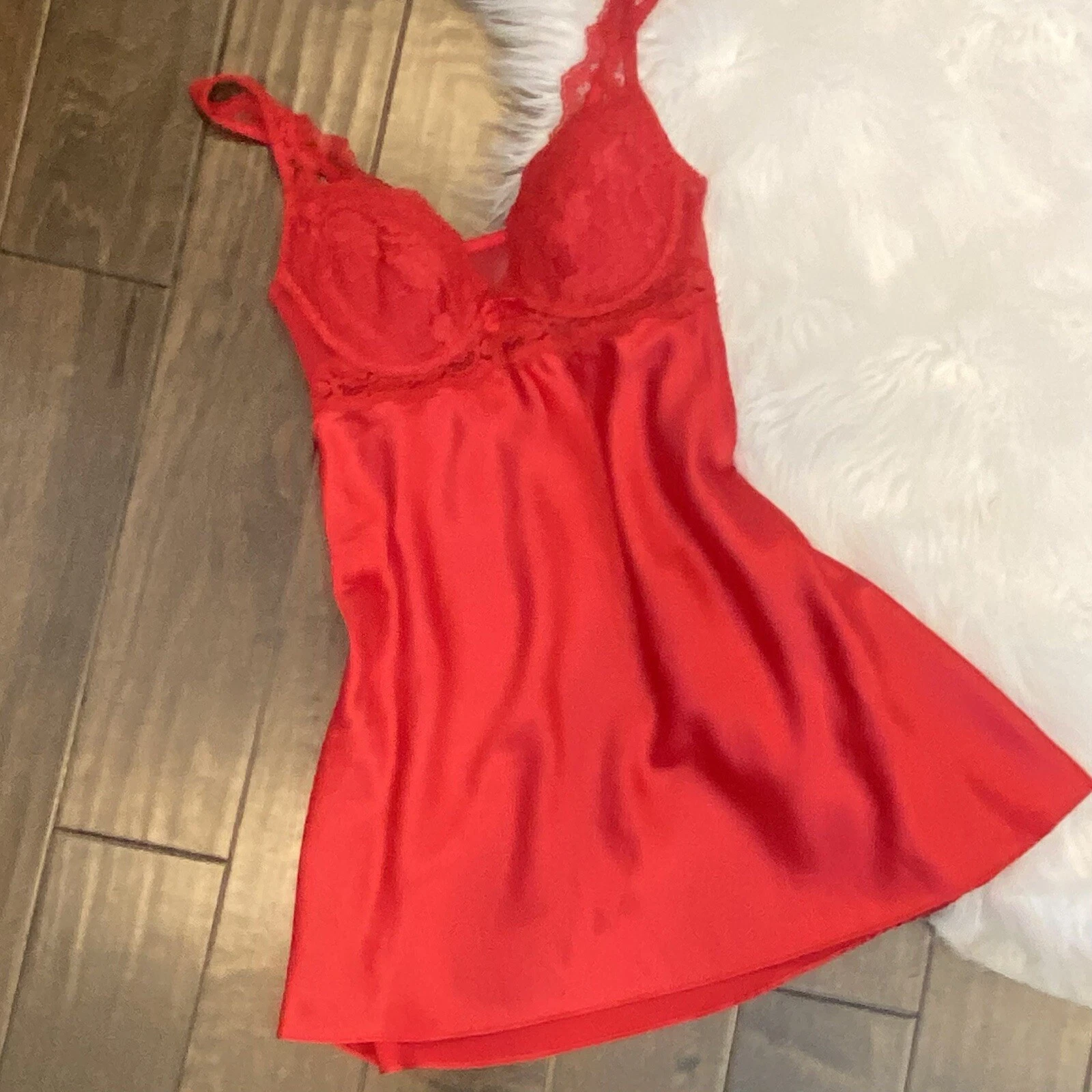 UNDERCOVER Abito slip babydoll anni 90 Victoria’s Secret rosso ciliegia vintage reggiseno miracoloso