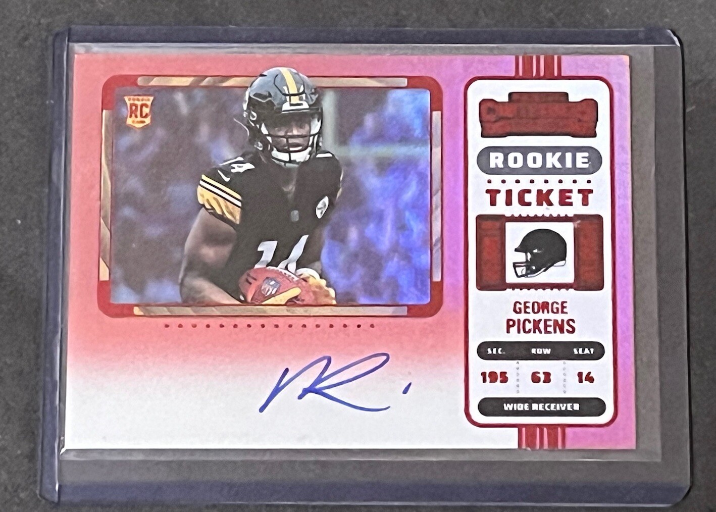 2022 Panini Contenders Red Zone #118 George Pickens RC Rookie Auto Variation