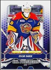 BTP BETWEEN THE PIPES 2012 OSCAR DANSK AHL BRYNAS CHICAGO WOLVES MINT ROOKIE #17