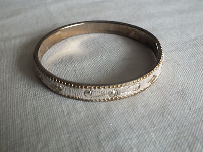 Collectible Bangle Bracelet Silver Tone Glitter Mirrors 3/8'' Wide x 2 5/8'' Acros