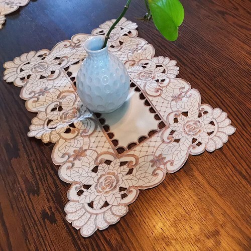 Vintage Embroidered Lace Tablecloth Dining Table Runner Doilies Mats Wedding - Picture 41 of 63