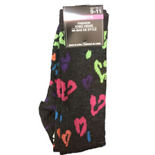 Funky HEART CHEETAH LEOPARD KNEE HIGH SOCKS-Wild Animal Print Diva Cheer-RAINBOW