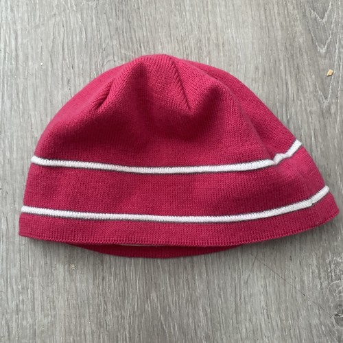 NORTHFACE YOUTH Girls M Beanie, Fuchsia Pink, Fleece Lined Logo And Stripe - Picture 7 of 9
