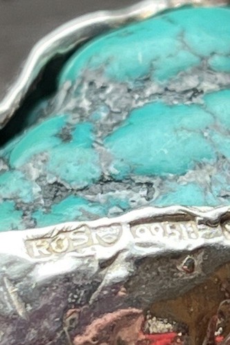 Finland Brutalist Modernist Reino O Saastamoinen Turquoise Silver Necklace 1970s - Picture 12 of 21