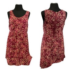 M Express New Dress Jumper Sleeveless Lined Floral Burgundy Maroon Red New